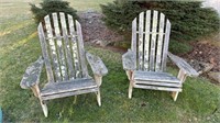 Two large oversize outdoor wooden chairs,