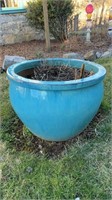 Extra large sky, blue pottery planter, one small