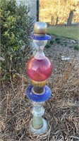 Colored glass garden sculpture, handmade,