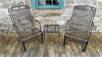 Pair heavy duty iron patio chairs, designed to