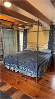 Metal vine king size bed, four poster bed with