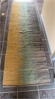 Braided runner rug, light blue, green and