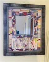 Colorful handcrafted artist made wall mirror with