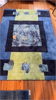 Modern design, carpet, rug, with blues and