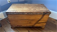 Small pine wood, blanket, chest trunk, with side