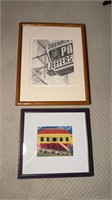 Two framed art pieces, Sherwin-Williams, paint,