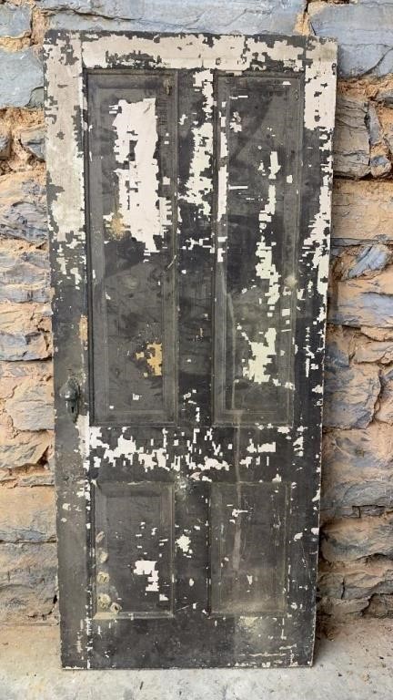 Antique, four panel door, with Art Deco door,