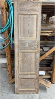 Antique yellow pine three panel door measures 22