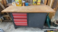 Metal tool bench, with four drawers down the