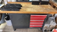 Five door workbench, with heavy duty, wood top,