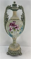 ORIENTAL DOUBLE HANDLE COVERED VASE