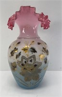 VICTORIAN HAND BLOWN FROSTED VASE