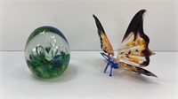 CRYSTAL BUTTERFLY & CONTROLLED BUBBLE PAPERWEIGHT