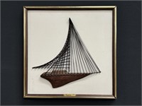Mid Century Modern String Art Sailboat Artwork