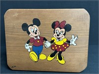 Vintage Minnie & Mickey Wood Footstool