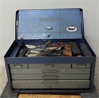 Vintage Huout Metal Tool Box with Tools
