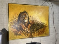 R. DELONGPRIE "LION" PAINTING ON CANVAS