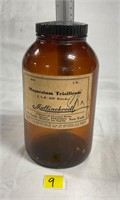 Vtg Mallinckrodt 8” Duraglas Amber Glass Bottle