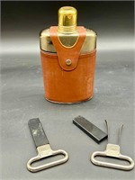 2 VTG EB ITALY 2 PRONG CORK PULLERS & FLASK