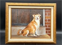 2002 M. FOGARTY OIL ON CANVAS FRAMED DOG PAINTING