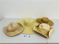 (4) Ladies Straw Sun Hats