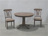 Round Wood Table W/Two Chairs See Info