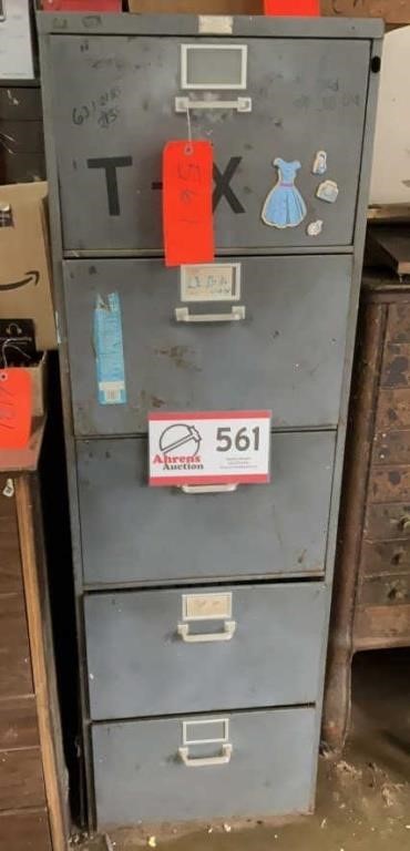 Five drawer metal file cabinet