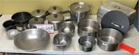 ASSORTED STAINLESS POTS  & BOWLS