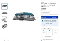 B9628  Ozark Trail Instant Cabin Tent 20 x 10