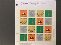 Canada inscription sheet of stamps