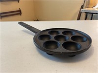 Vintage cast iron Aebleskiver pan 7”