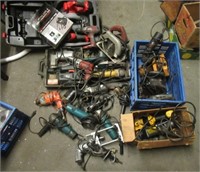 Large group of power tools including Milwaukee