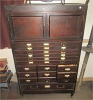 Antique Weis wood machinist cabinet, 56 1/2"T x