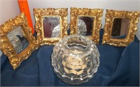 4 Vtg Gold Leaf Florentia Italy Mirrors & Candle