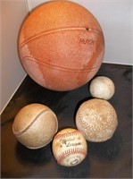 Basketball & Vtg Softballs & Baseball