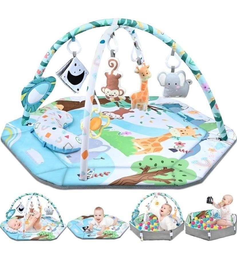 Baby Gym Play Mat, 8-in-1 Tummy Time Mat