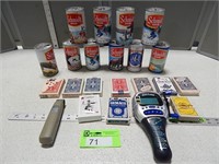 Schmidt Beer collector cans; playing cards; Bass F