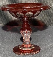 Fine Antique Bohemian Cut Cased Glass Compote