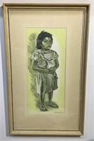 "Andrea Gomez" Original Linocut - Young Girl