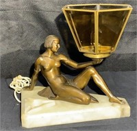 Vintage Art Nouveau Style Lamp with Ashtray