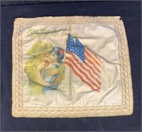 Authentic WWI Printed Satin "Sweetheart" Pillow