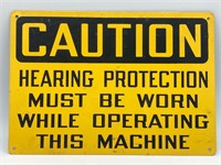 Vintage 7x10” Caution Hearing Protection Sign