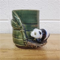 Vintage Glazed Ceramic Bamboo Planter
