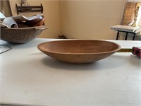 Vintage hand carved wood bowl 16” oval