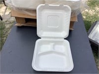 2 BOXES- FOAM HINGED LID CONTAINERS, 3 COMPARTMENT