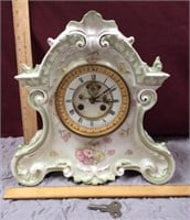 Beautiful Antique Porcelain Case Mantle Clock