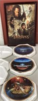3 1984 Star Trek Plates & Lord of the Rings Poster