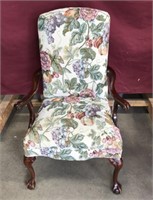 Gorgeous Cherry Upholstered Chair, Ball/Claw Feet