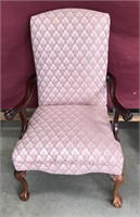 Gorgeous Cherry Upholstered Chair, Ball/Claw Feet