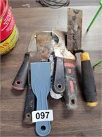 LOT OF TOOLS, PUTTY KNIVES, ETC.